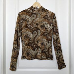 MIXIT | Swirled Leopard-Print Turtleneck Top